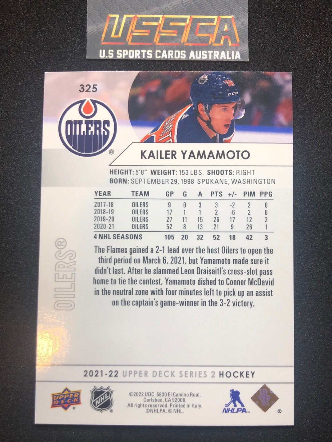 2021-22 Upper Deck Series Two #325 - Kailer Yamamoto - Edmonton Oilers