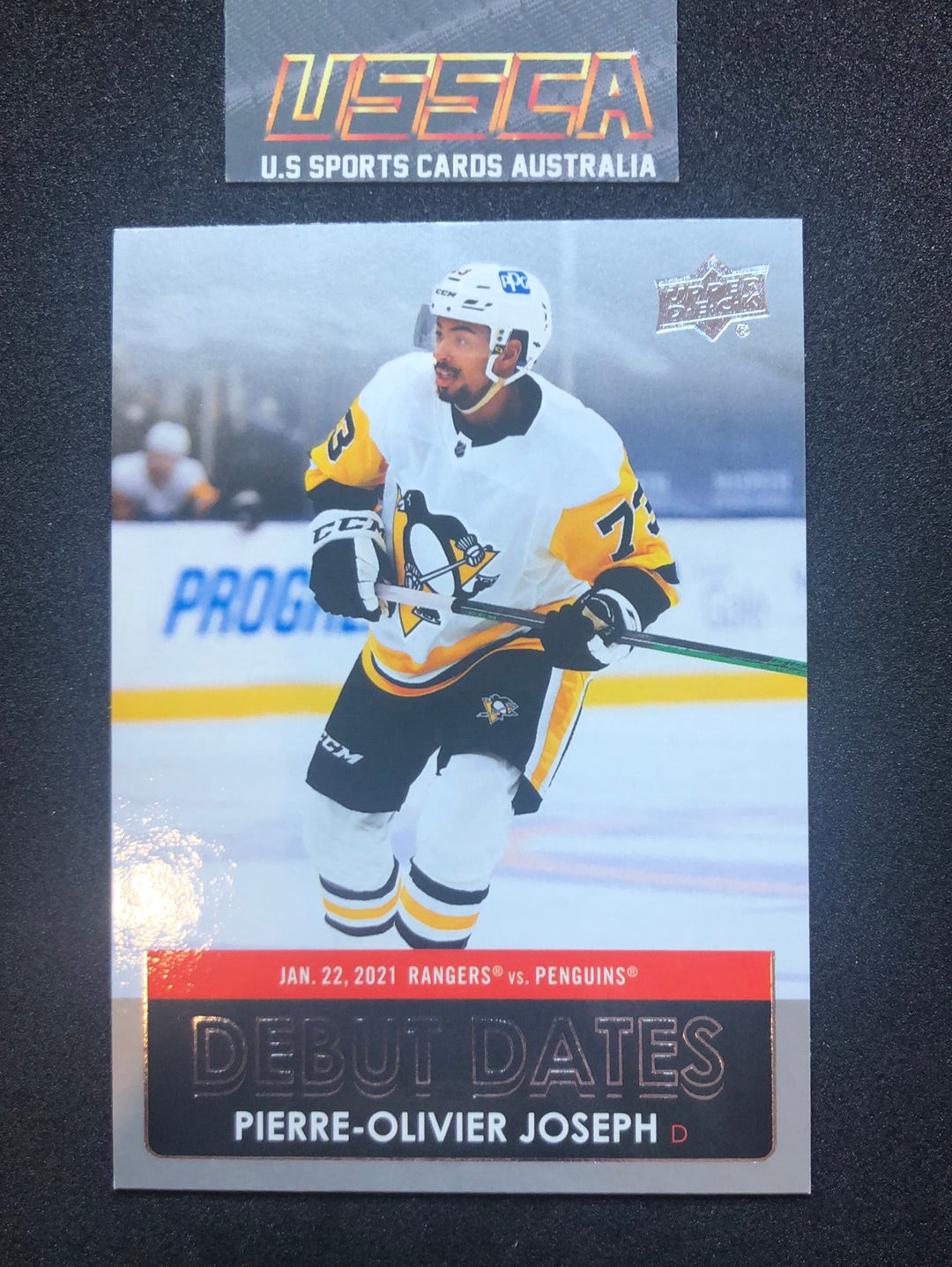 2021-22 Upper Deck Series Two #DD-10 Debut Dates - Pierre-Olivier Joseph - Pittsburgh Penguins