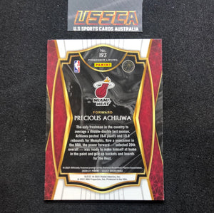 2020-21 Panini Select Basketball Premier Level Prizm Silver #193 Precious Achiuwa - Miami Heat