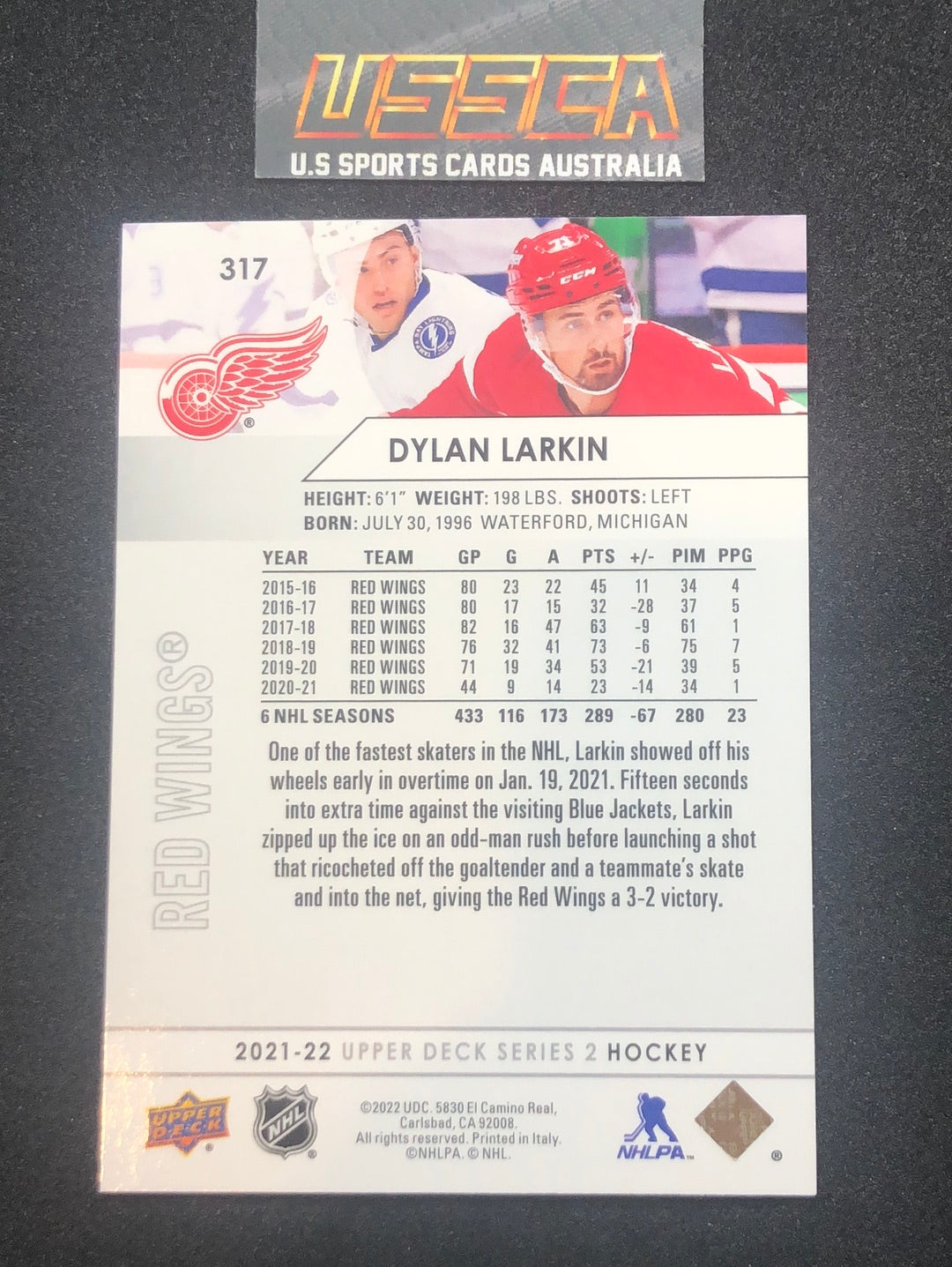 2021-22 Upper Deck Series Two #317 - Dylan Larkin - Detroit Red Wings