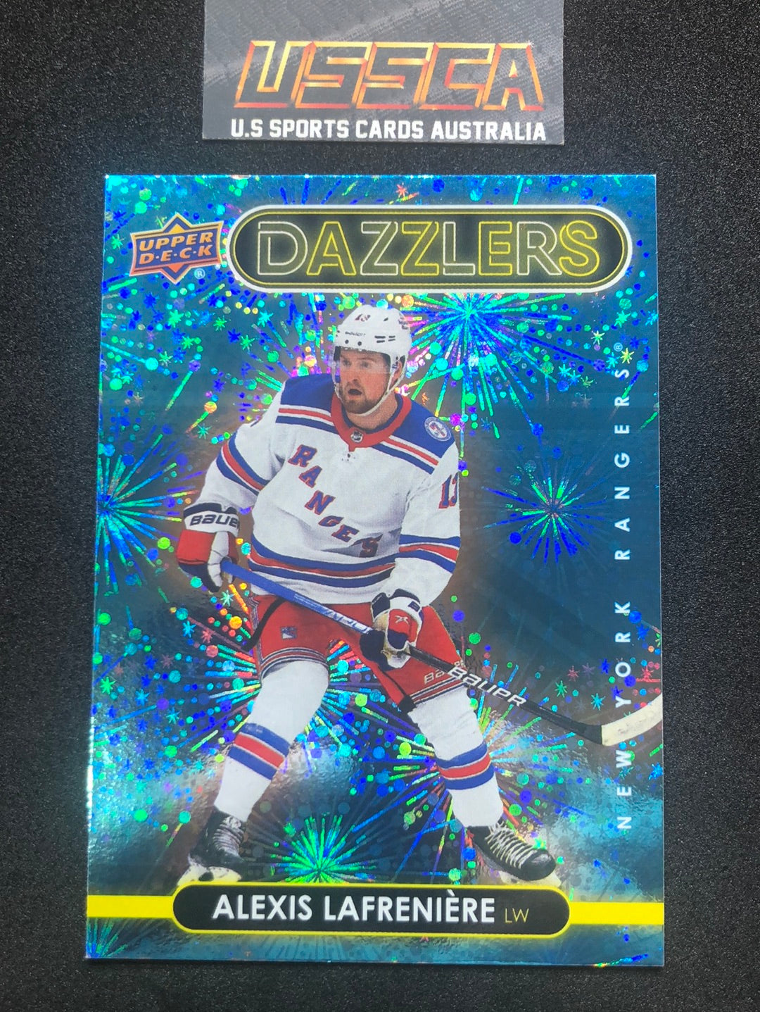 2021-22 Upper Deck Series Two #DZ-82 - Dazzlers Blue - Alexis Lafreniere - New York Rangers