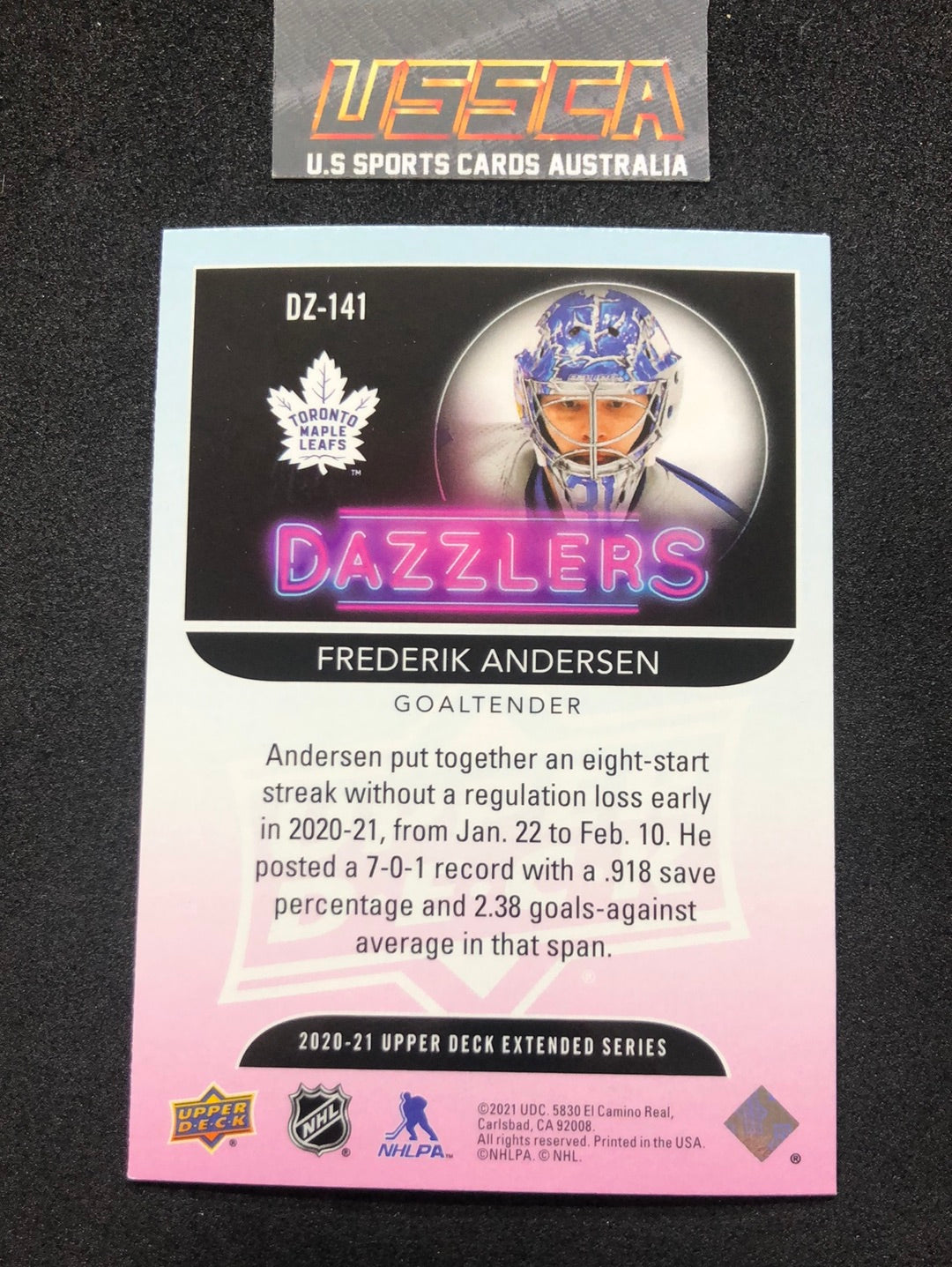 2020-21 Upper Deck Extended Series - Dazzlers Green DZ-141 - Frederik Andersen - Toronto Maple Leafs