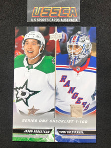 2022-23 Upper Deck Series 1 Hockey #199 Checklist - Jason Robertson / Igor Shesterkin