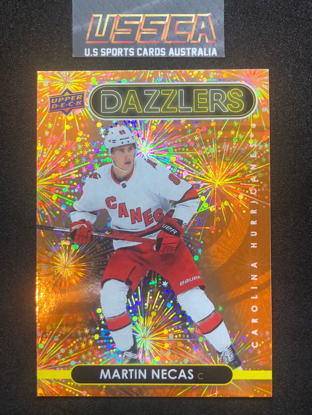 2021-22 Upper Deck Series Two #DZ-58 - Dazzlers Orange - Martin Necas - Carolina Hurricanes