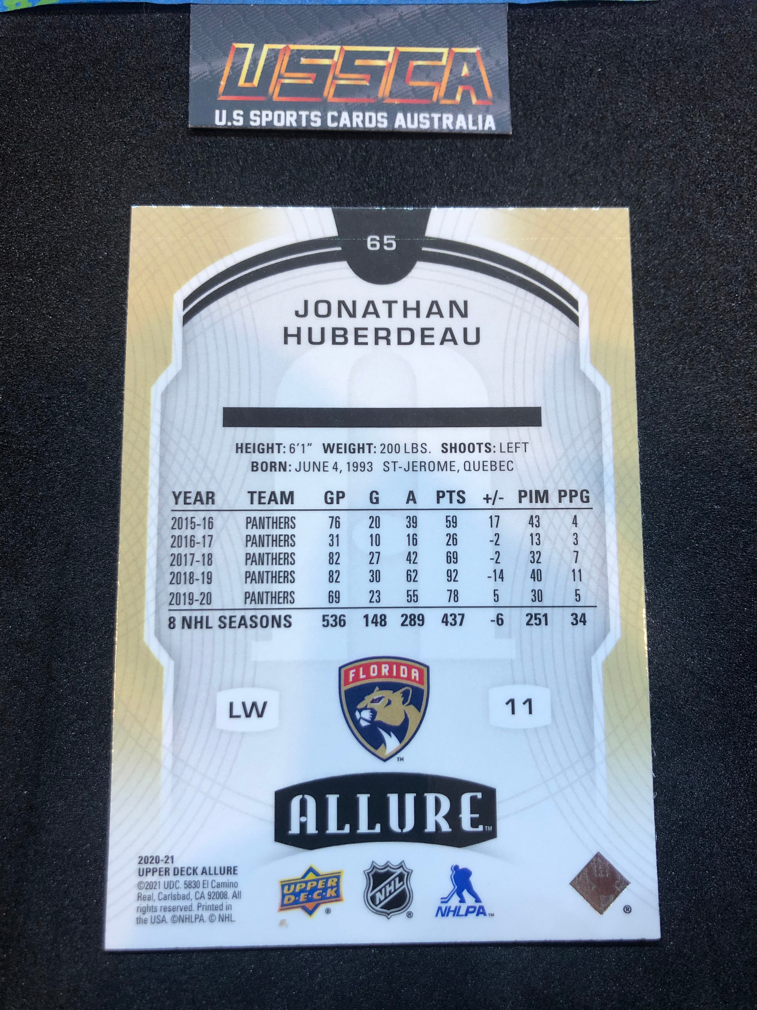 2020-21 Upper Deck Allure Hockey - Base #65 - Jonathan Huberdeau - Florida Panthers