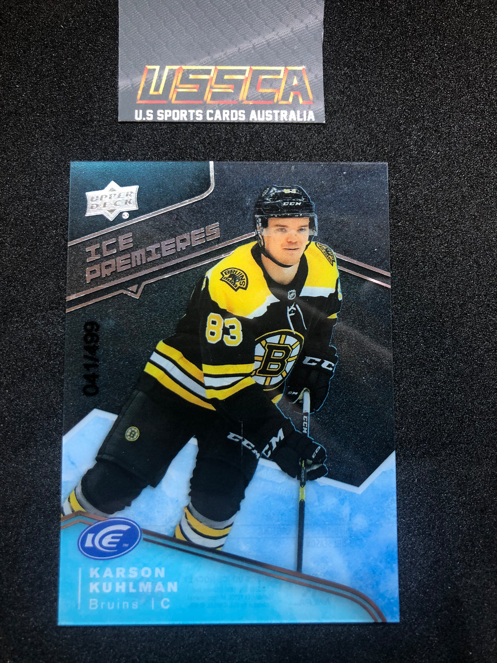 2019-20 Upper Deck Ice Hockey Ice Premiers /499 #98 Karson Kuhlman - Boston Bruins