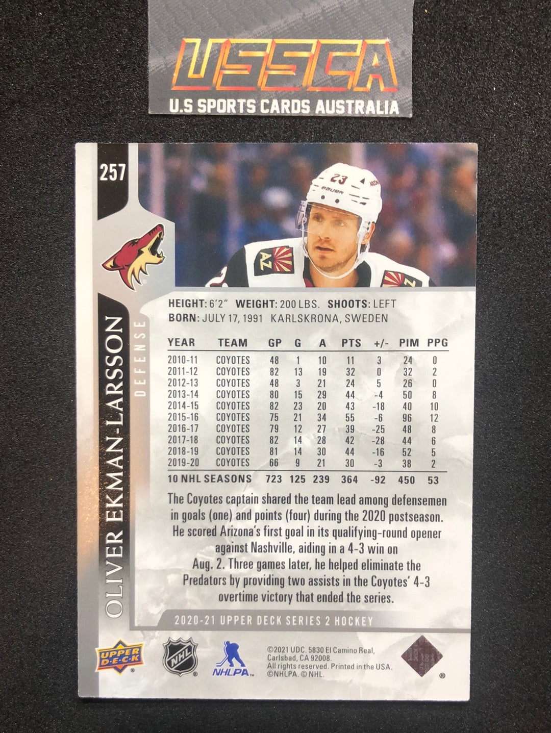 2020-21 Upper Deck Series Two #257 Oliver Ekman-Larsson - Arizona Coyotes