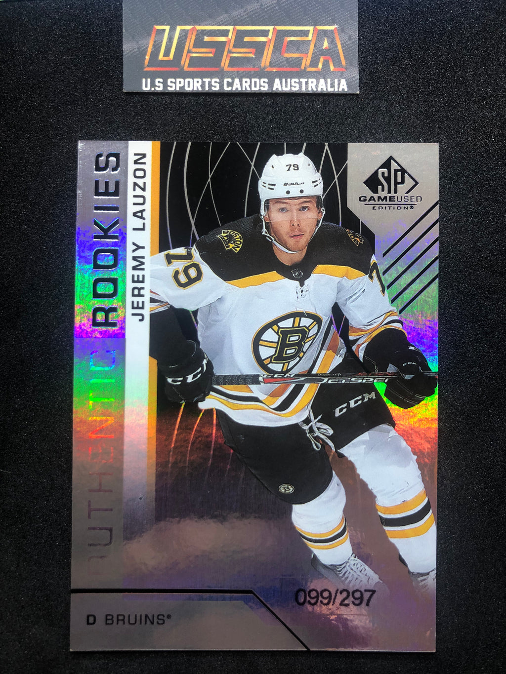 2018-19 Upper Deck SP Game Used Authentic Rookies Rainbow /297 #178 Jeremy Lauzon - Boston bruins RC