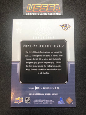 2021-22 Upper Deck Series Two #HR-77 - Honor Roll - Roman Josi - Nashville Predators