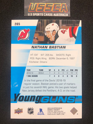 2019-20 Upper Deck Series 1 - Young Guns #205 Nathan Bastian - New Jersey Devils