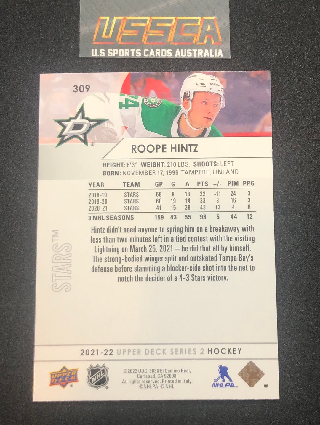 2021-22 Upper Deck Series Two #309 - Roope Hintz - Dallas Stars