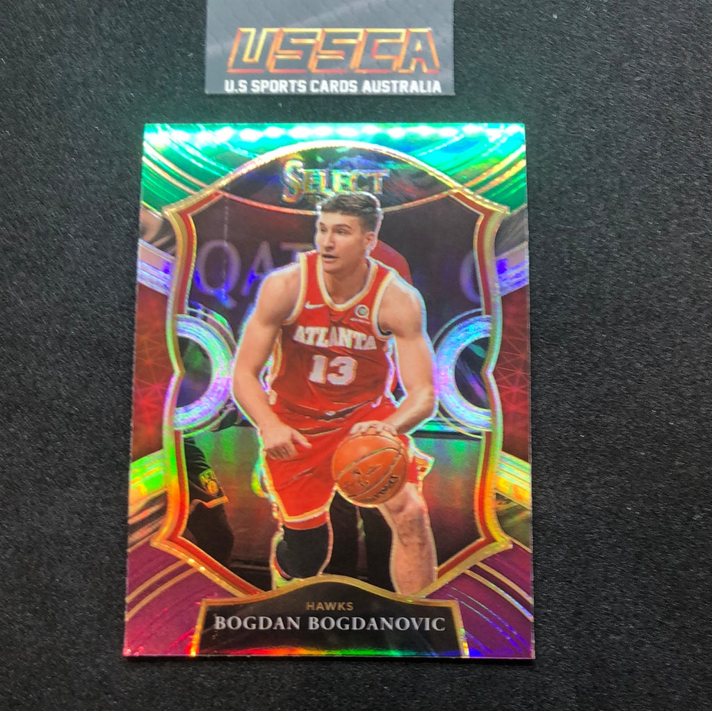 2020-21 Panini Select Basketball Concourse Green White Purple Prizm #50 Bogdan Bogdanovic - Atlanta Hawks