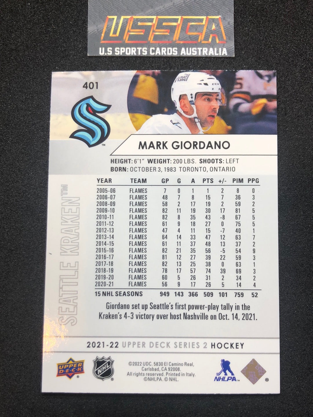 2021-22 Upper Deck Series Two #401 - Mark Giordano - Seattle Kraken