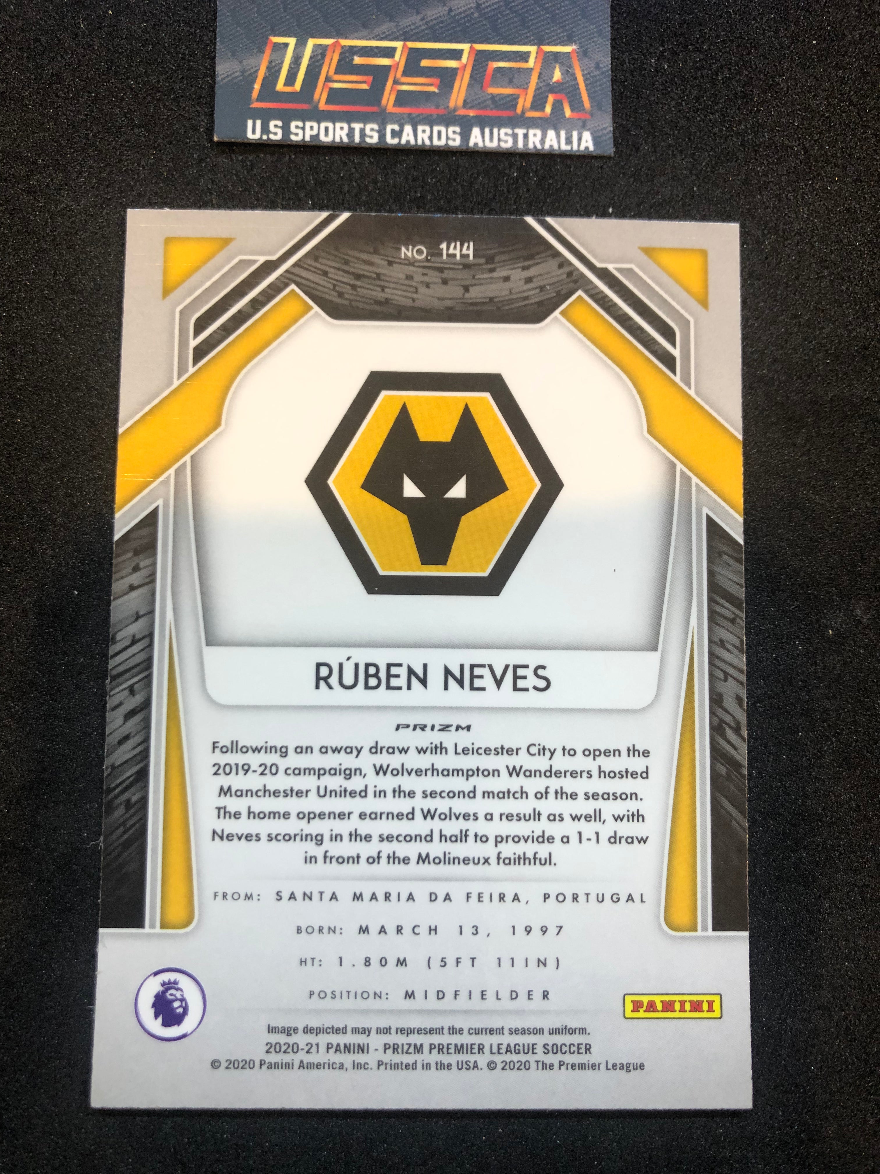 2020-21 Panini Prizm Premier League - Retail Pulsar Blue Prizm - Ruben Neves #144 - Wolverhampton Wanderers