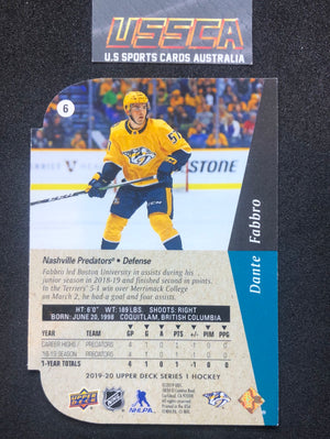 2019-20 Upper Deck Series 1 - Rookie Tribute Die Cuts #6 Dante Fabbro - Nashville Predators