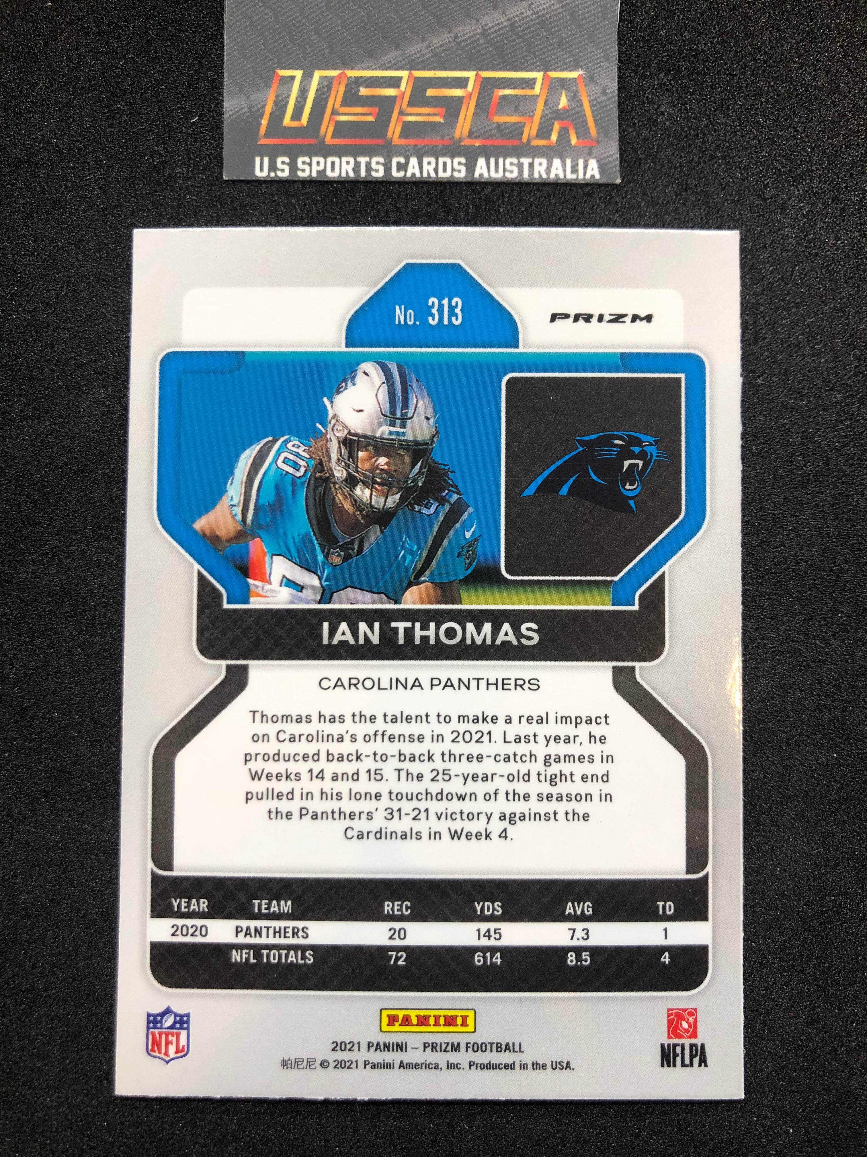 2021 Panini Prizm - [Base] - Red White & Blue Prizm #313 - Ian Thomas - Carolina Panthers