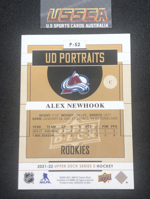 2021-22 Upper Deck Series Two #P-52 - UD Portraits - Alex Newhook - Colorado Avalanche