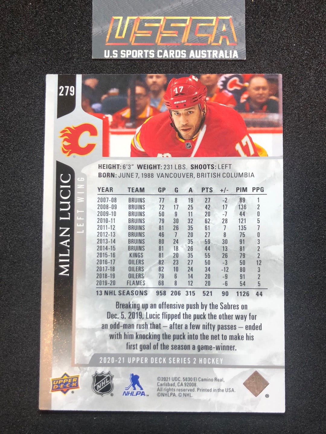 2020-21 Upper Deck Series Two #279 Milan Lucic - Calgary Flames