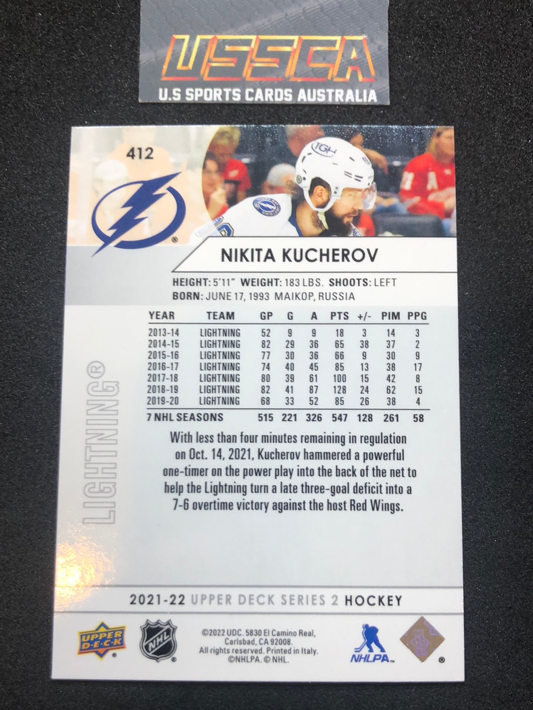 2021-22 Upper Deck Series Two #412 - Nikita Kucherov - Tampa Bay Lightning