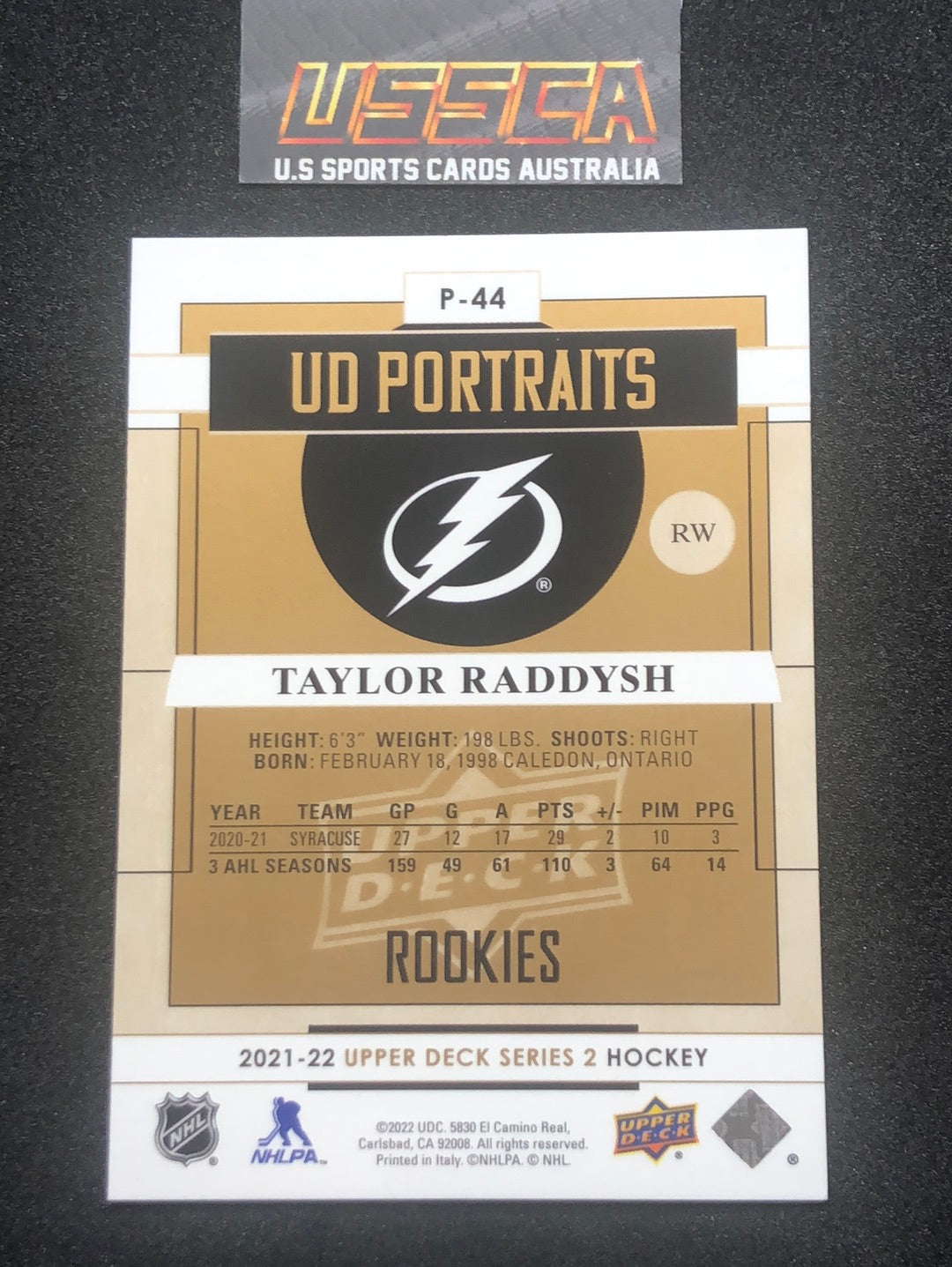 2021-22 Upper Deck Series Two #P-44 - UD Portraits - Taylor Raddysh - Tampa Bay Lightning