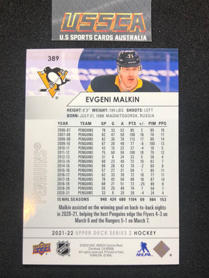 2021-22 Upper Deck Series Two #389 - Evgeni Malkin - Pittsburgh Penguins