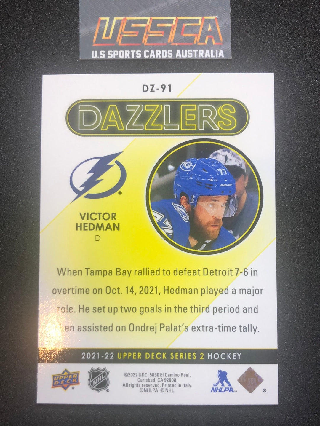 2021-22 Upper Deck Series Two #DZ-91 - Dazzlers Blue - Victor Hedman - Tampa Bay Lightning