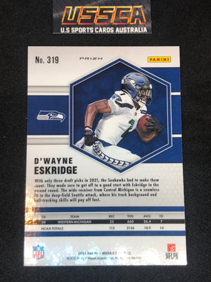 2021 Panini Mosaic Football Green Prizm #319 D’Wayne Eskridge Seattle Seahawks