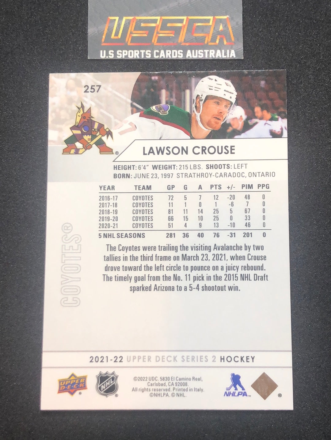 2021-22 Upper Deck Series Two #257 - Lawson Crouse - Arizona Coyotes