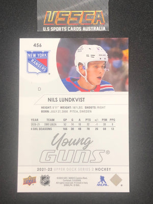 2021-22 Upper Deck Series Two #456 - Young Guns - Nils Lundkvist - New York Rangers