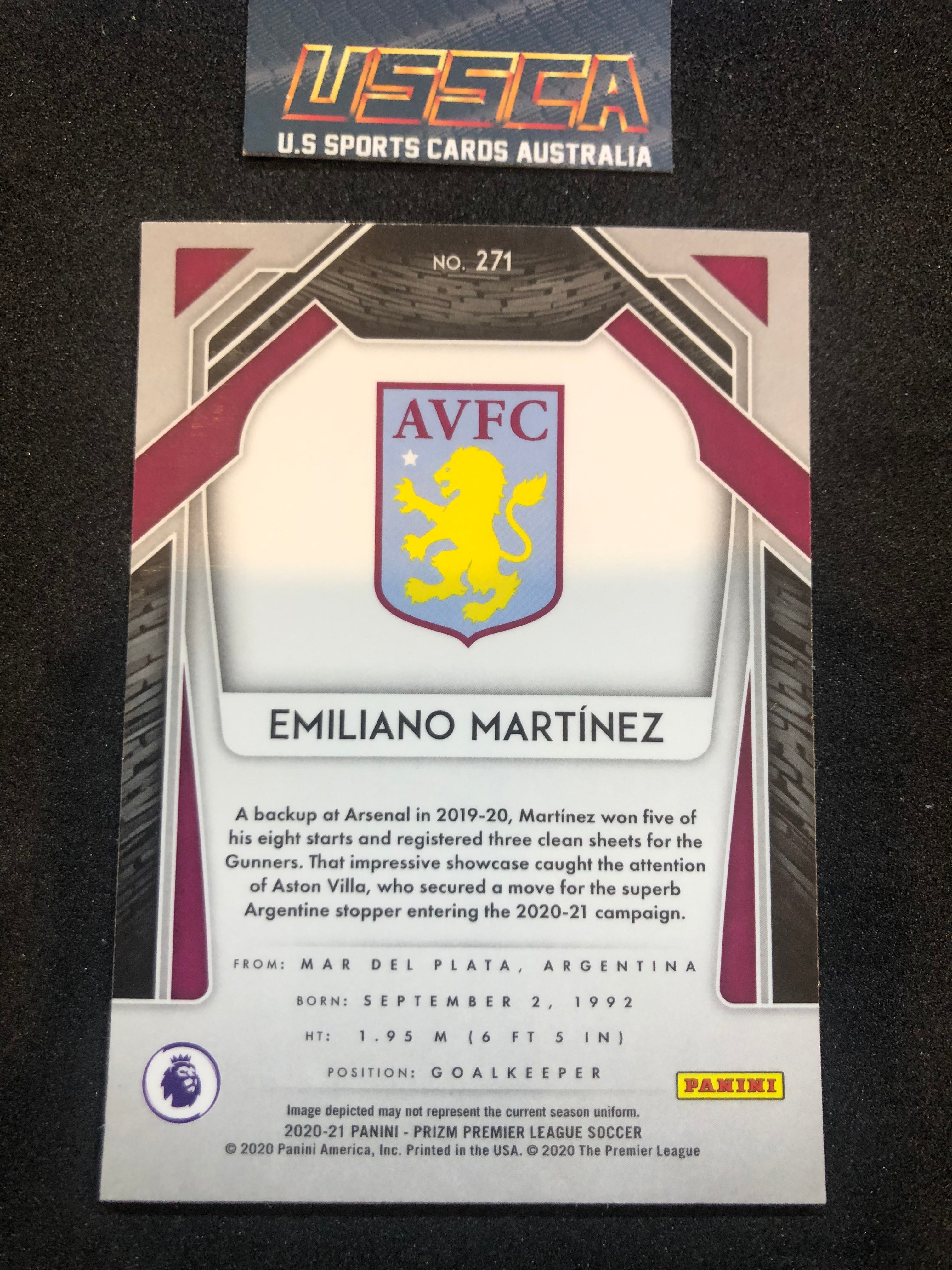 2020-21 Panini Prizm Premier League  - Emiliano Martinez #271 - Aston Villa RC