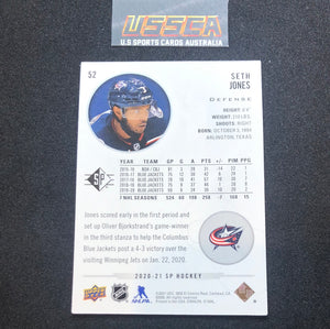 2020-21 Upper Deck SP Authentic Hockey (Base) #052 Seth Jones - Columbus Blue Jackets