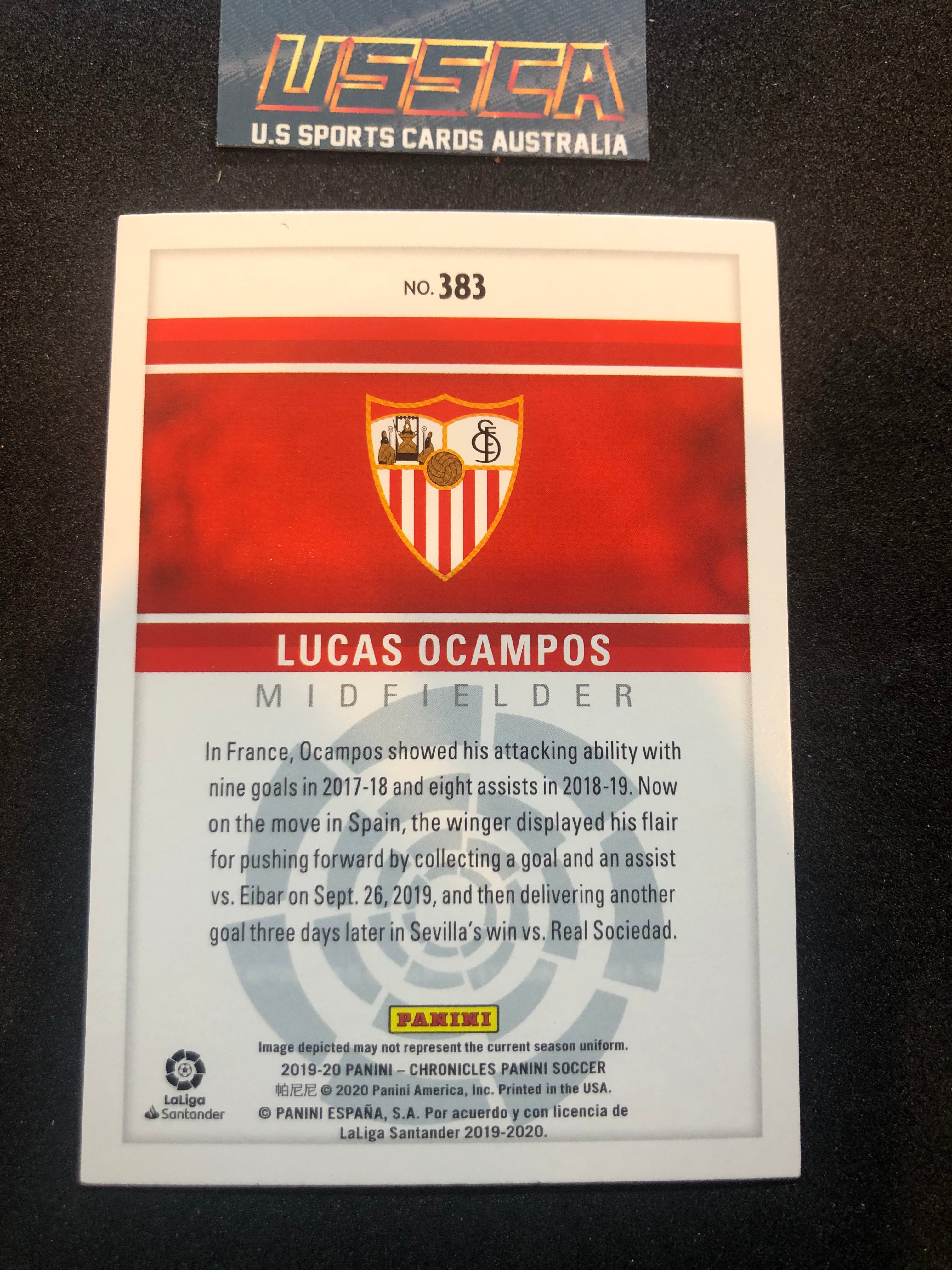 2019-20 Panini Chronicles - Red #383  Panini La Liga - Lucas Ocampos - Sevilla FC