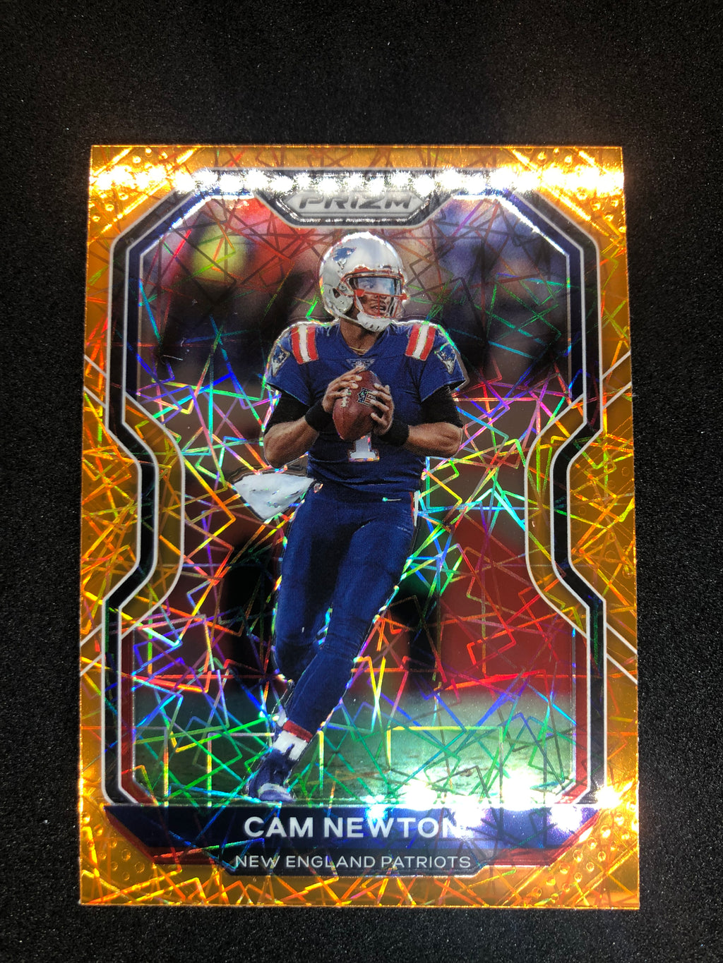 2020 Panini Prizm Football Orange Lazer Prizm #19 Cam Newton - New England Patriots