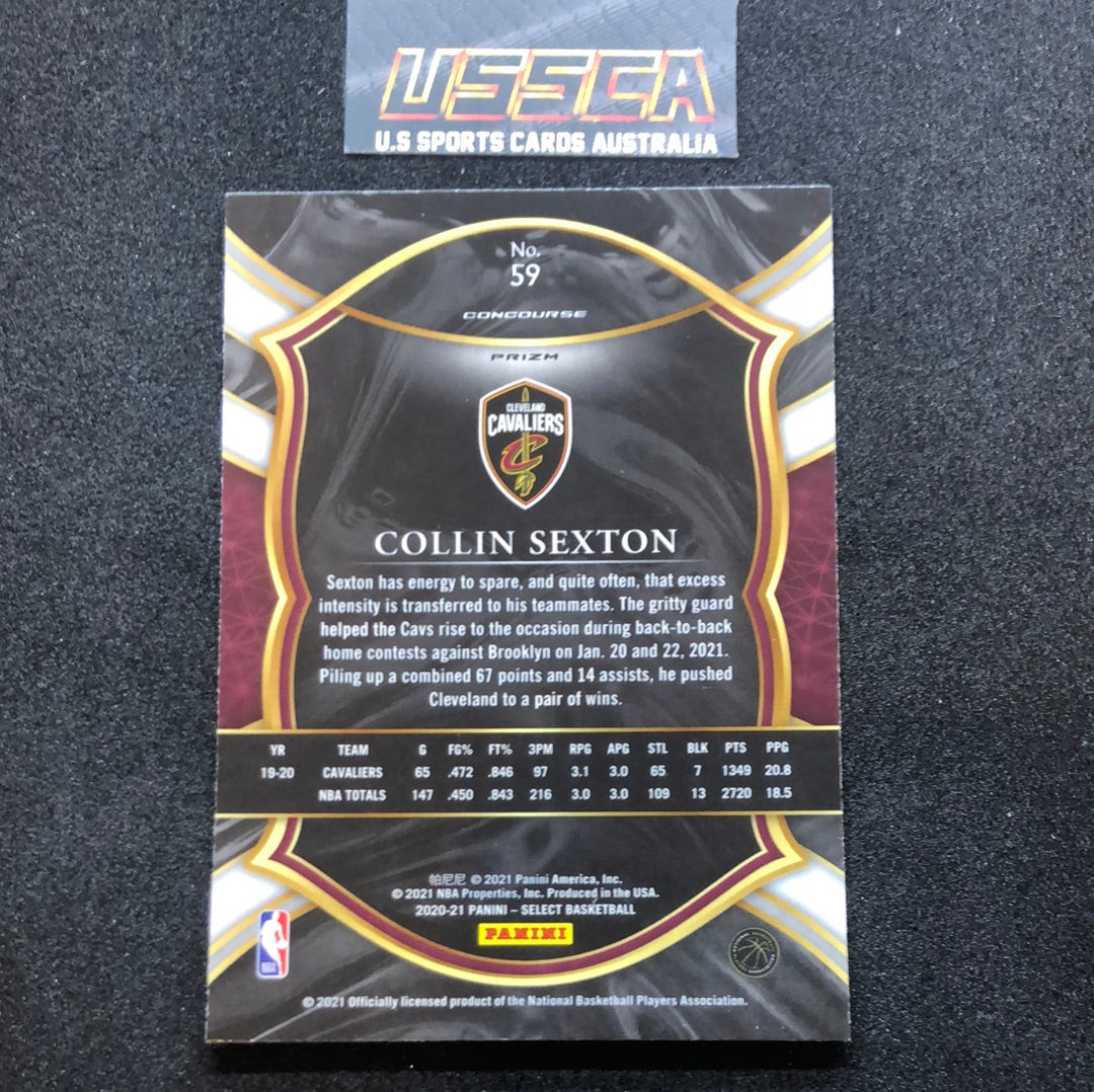 2020-21 Panini Select Basketball Concourse Green White Purple Prizm #59 Colin Sexton - Cleveland Cavaliers