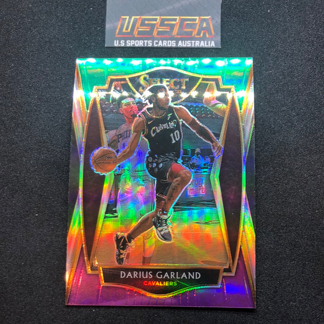 2020-21 Panini Select Basketball Premier Level Green White Prizm Purple  #161 Darius Garland - Cleveland Cavaliers