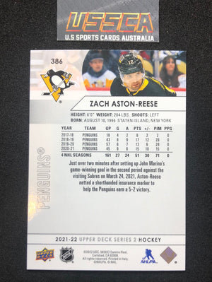 2021-22 Upper Deck Series Two #386 - Zach Aston-Reese - Pittsburgh Penguins