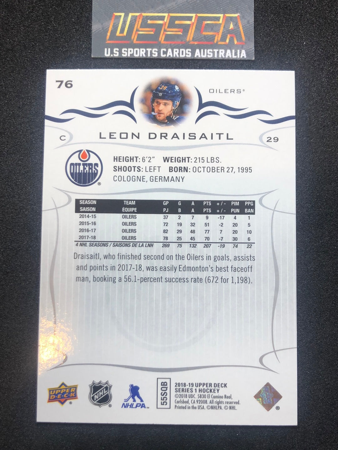 2018-19 Upper Deck Series 1 - Base #76 - Leon Draisaitl - Edmonton Oilers