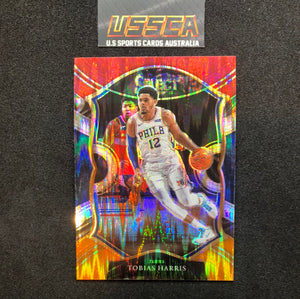 2020-21 Panini Select Basketball Concourse Red White Orange Shimmer Prizm #11 Tobias Harris - Philadelphia 76ers