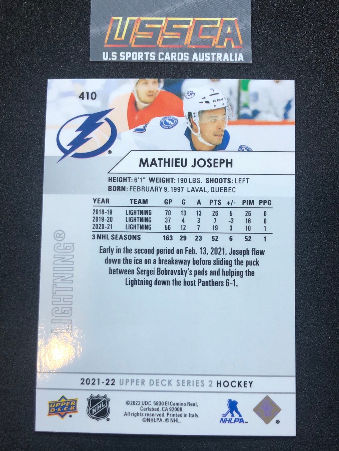 2021-22 Upper Deck Series Two #410 - Mathieu Joseph - Tampa Bay Lightning