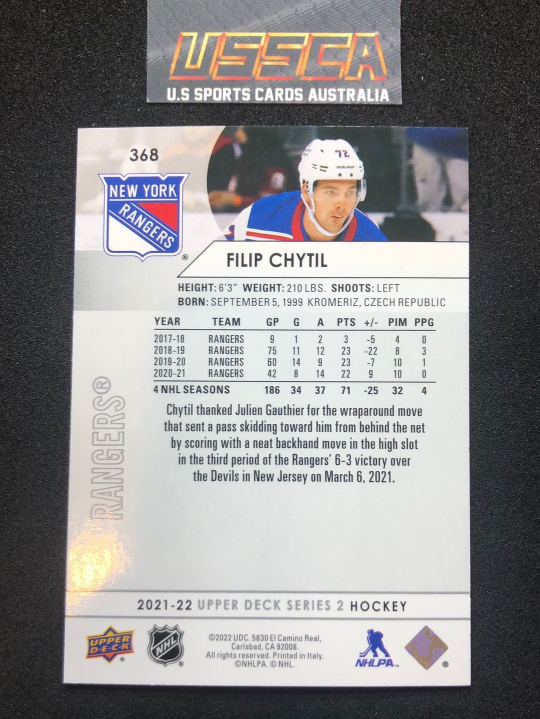 2021-22 Upper Deck Series Two #368 - Filip Chytil - New York Rangers