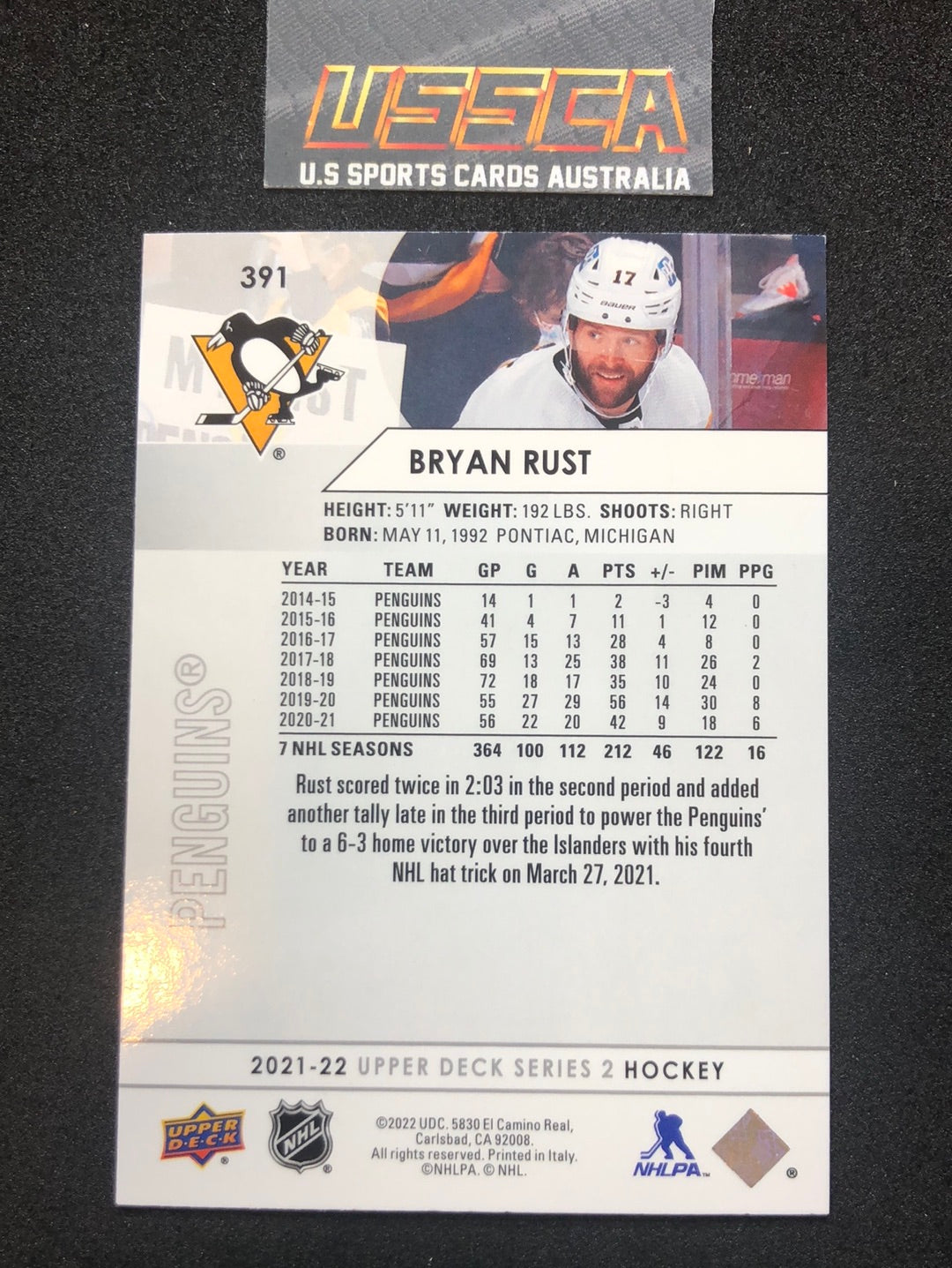 2021-22 Upper Deck Series Two #391 - Bryan Rust - Pittsburgh Penguins