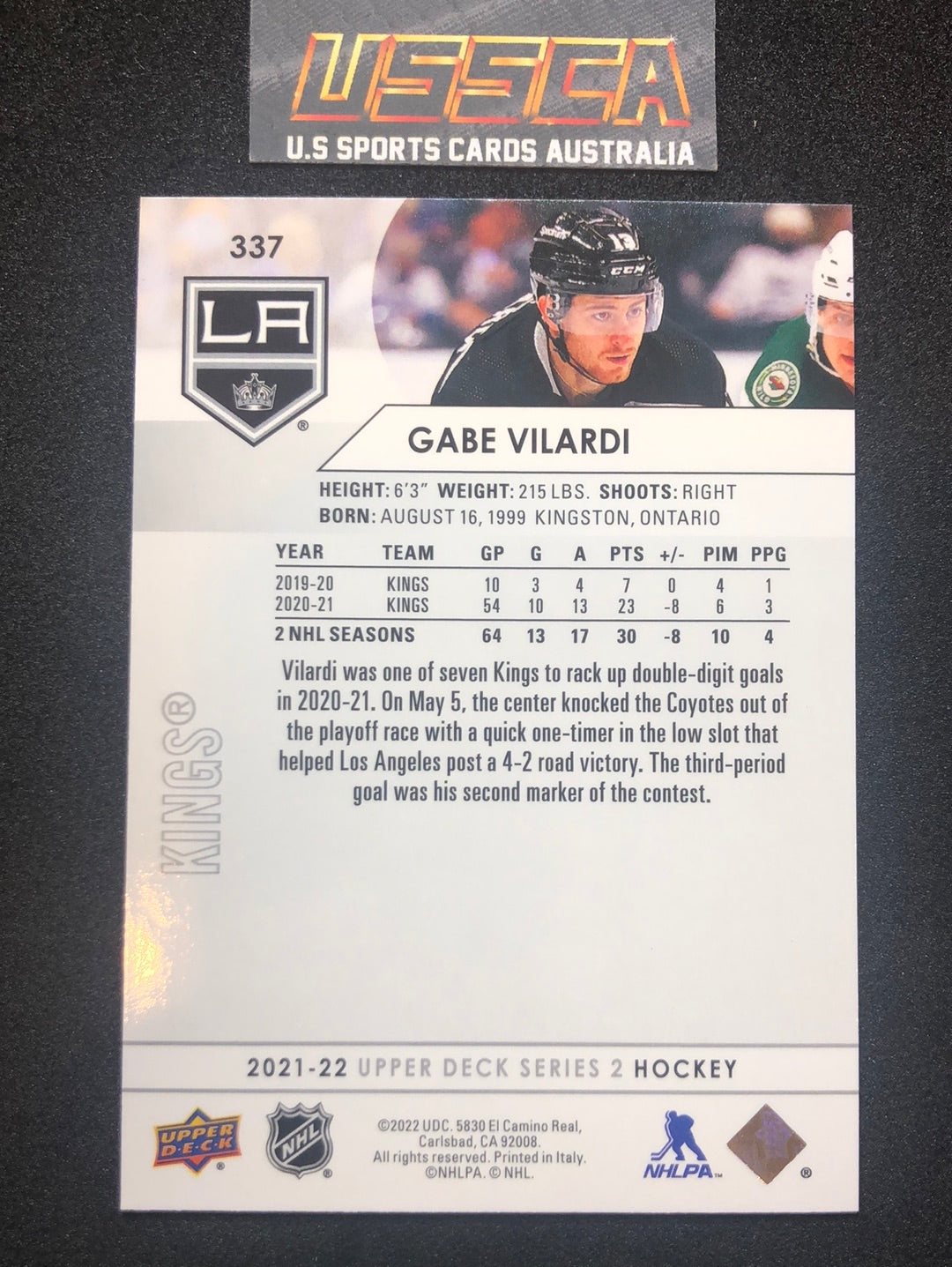 2021-22 Upper Deck Series Two #337 - Gabe Vilardi - Los Angeles Kings