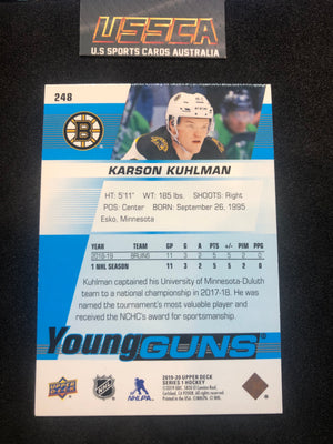 2019-20 Upper Deck Series 1 - Young Guns #248 Karson Kuhlman - Boston Bruins RC