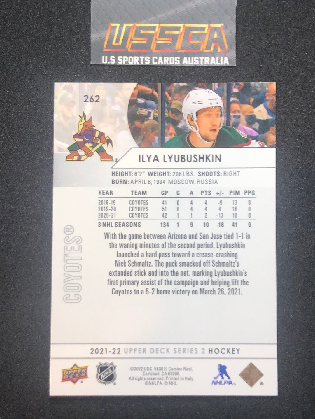 2021-22 Upper Deck Series Two #262 - Ilya Lyubushkin - Arizona Coyotes