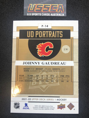 2021-22 Upper Deck Series Two #P-14 UD Portraits - Johnny Gaudreau - Calgary Flames