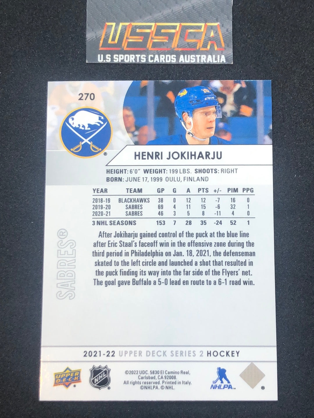 2021-22 Upper Deck Series 2 #270 - Henri Jokiharju - Buffalo Sabres