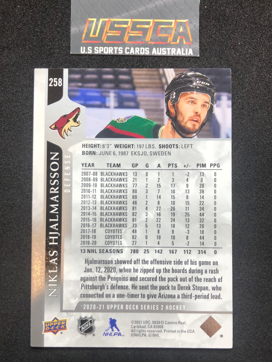 2020-21 Upper Deck Series Two #258 Niklas Hjalmarsson - Arizona Coyotes