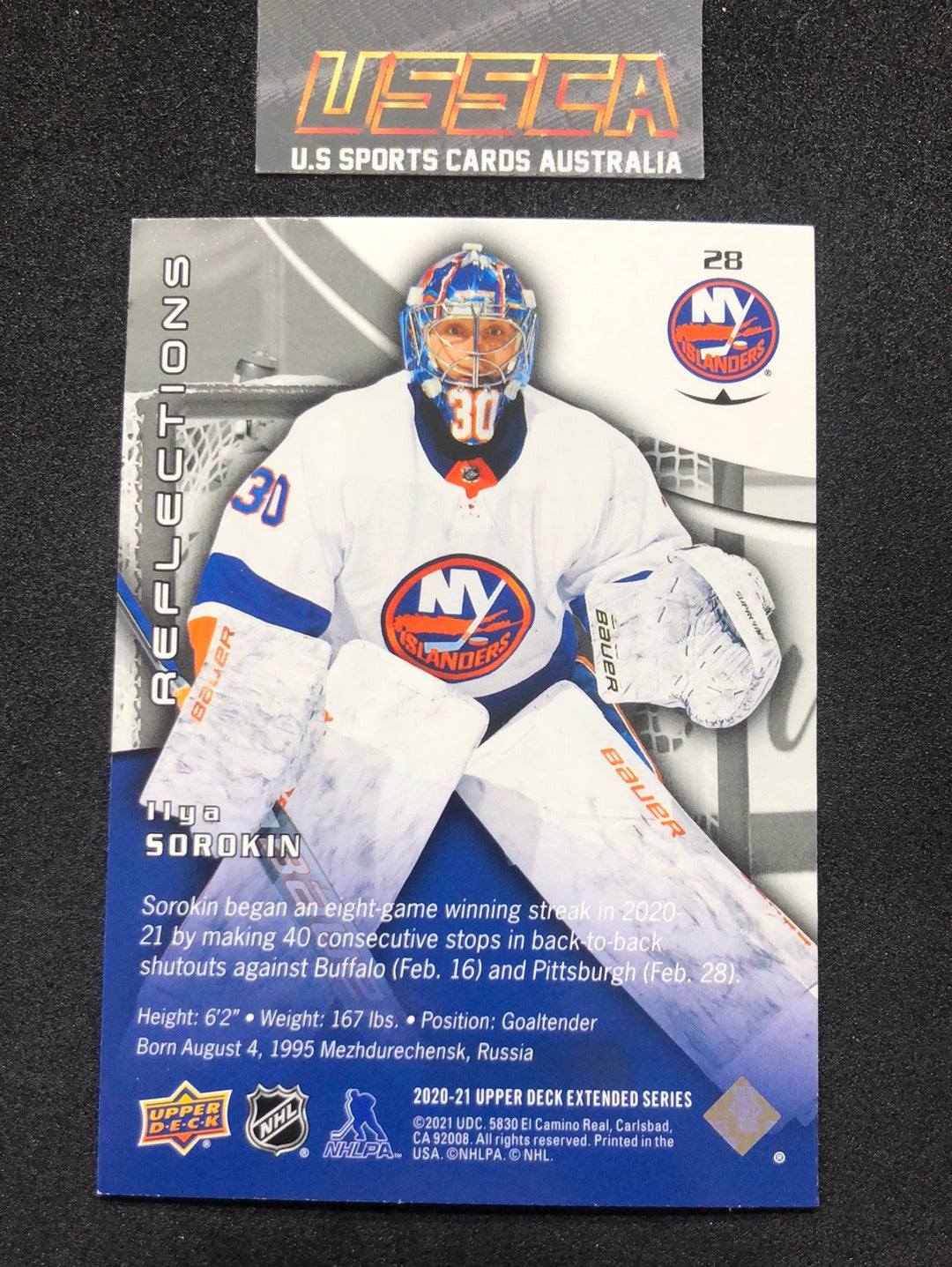 2020-21 Upper Deck Extended Series - Reflections #28 - Ilya Sorokin - New York Islanders