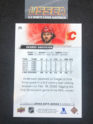 2022-23 Upper Deck Series 1 Hockey #25 Rasmus Andersson - Calgary Flames