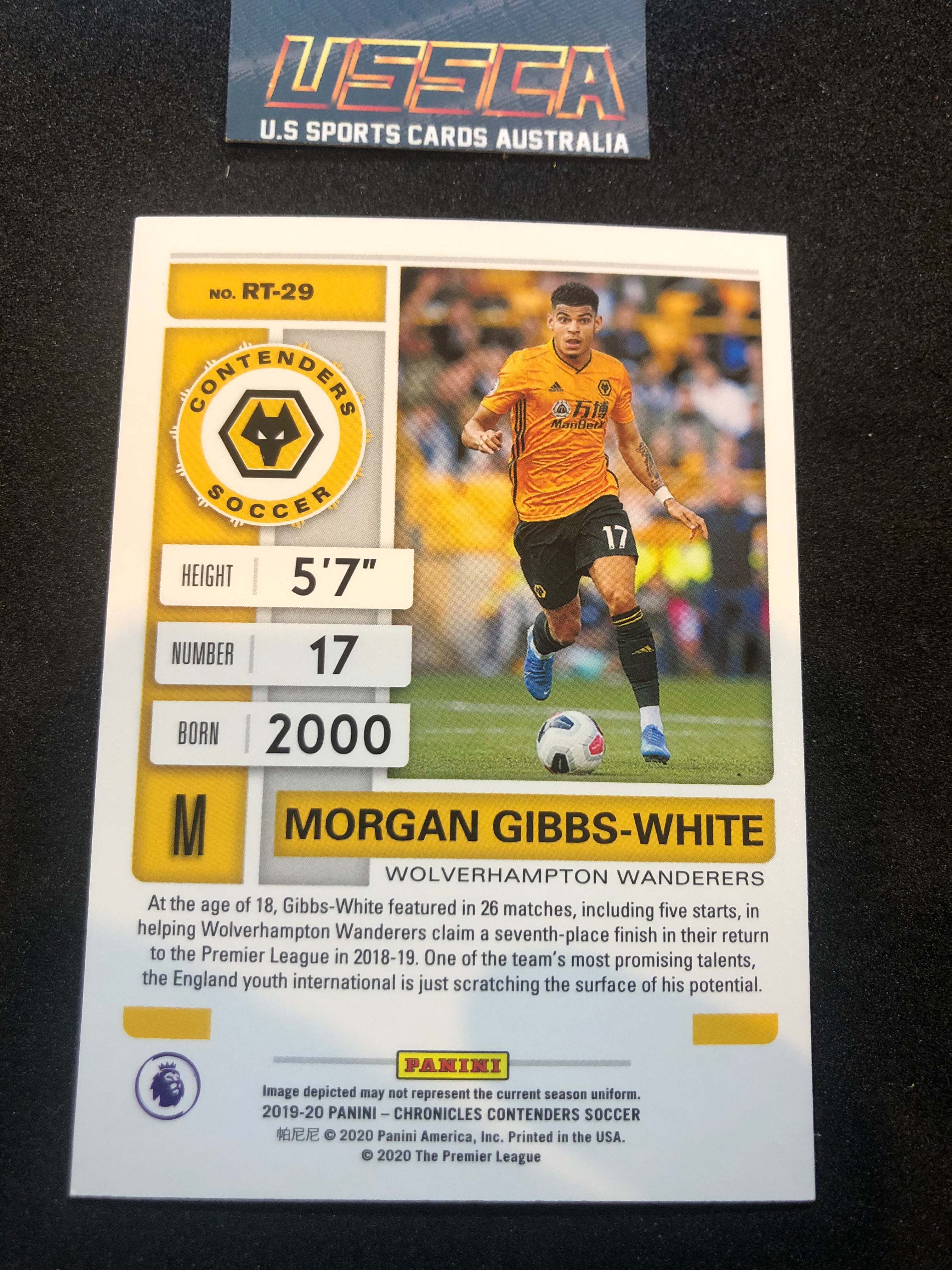 2019-20 Panini Chronicles - Contenders Rookie Ticket - Red #RT-29 - Morgan Gibbs-White - Wolverhampton Wanderers